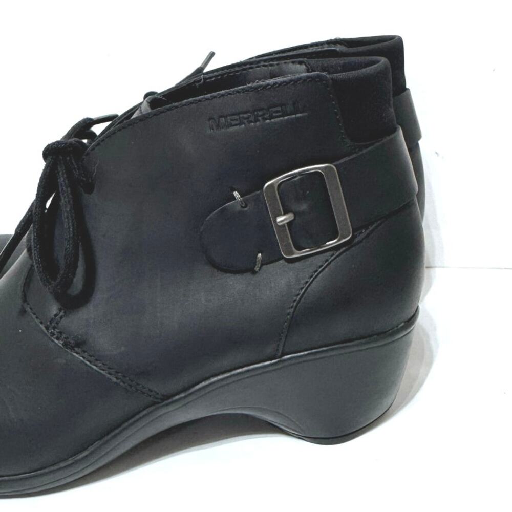 Merrell Women's Veranda Black Leather Lace Up Ankle Bootie Boots Size 7 - Picture 3 of 8